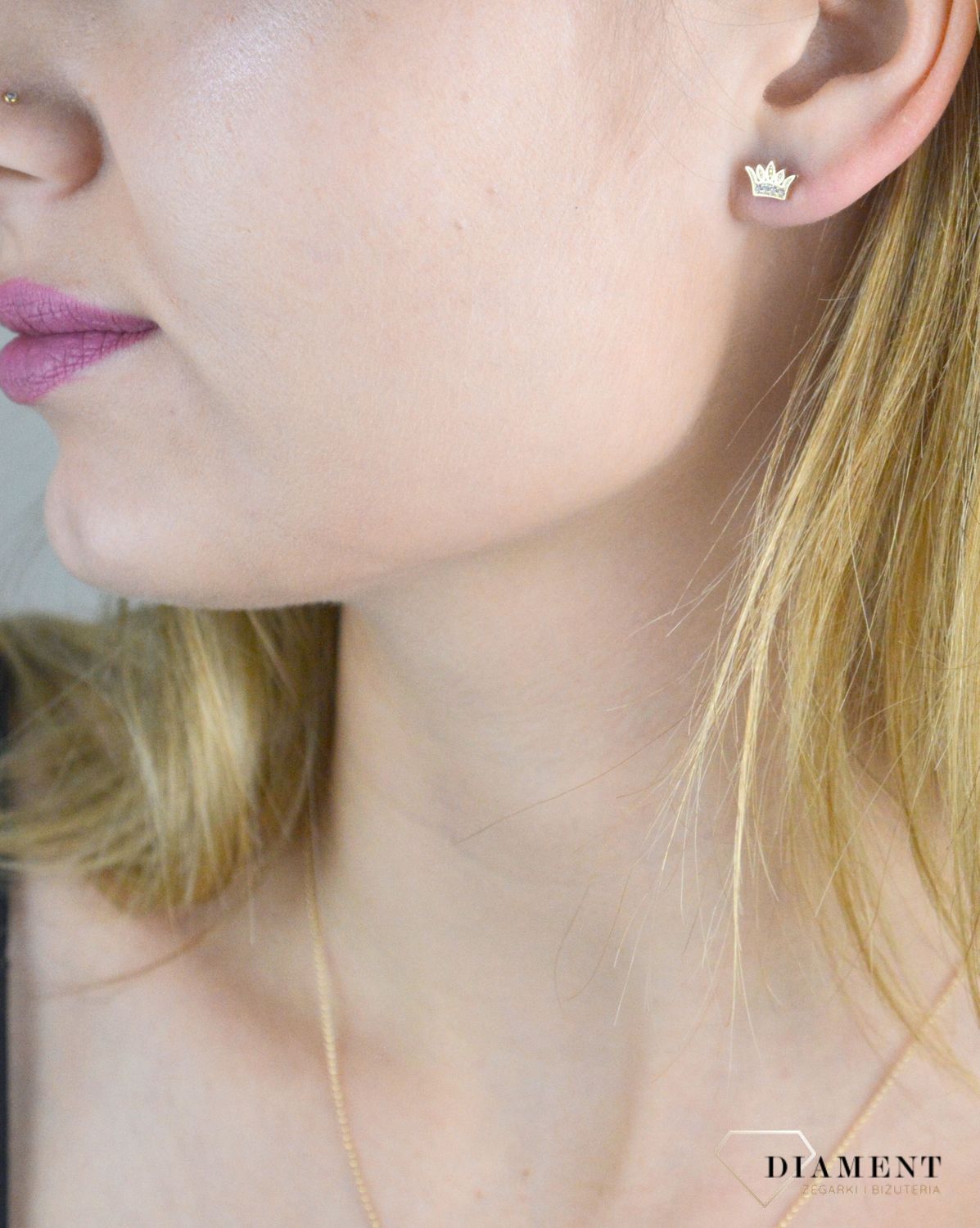 Złote kolczyki 375 korona wkrętki KL 8234 375.jpg